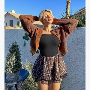 OQQ / Sexy Ribbed Strappy Square Neck Sleeveless Tummy Control Tank Top Bodysuit